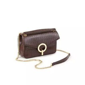 SANDRO Yza Bag Women's ONE SIZE Crossbody Brown Leather Gold Buckle